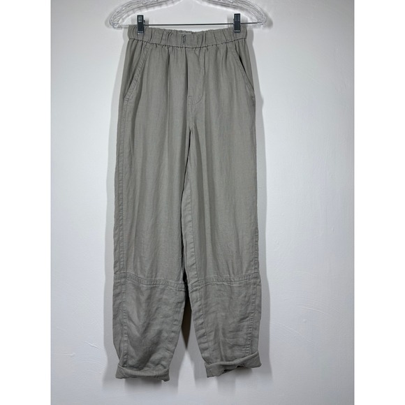 Everlane Pants - Everlane Womens Linen Barrel Pants XXS Grey Elastic Waist Minimalist Lagenlook